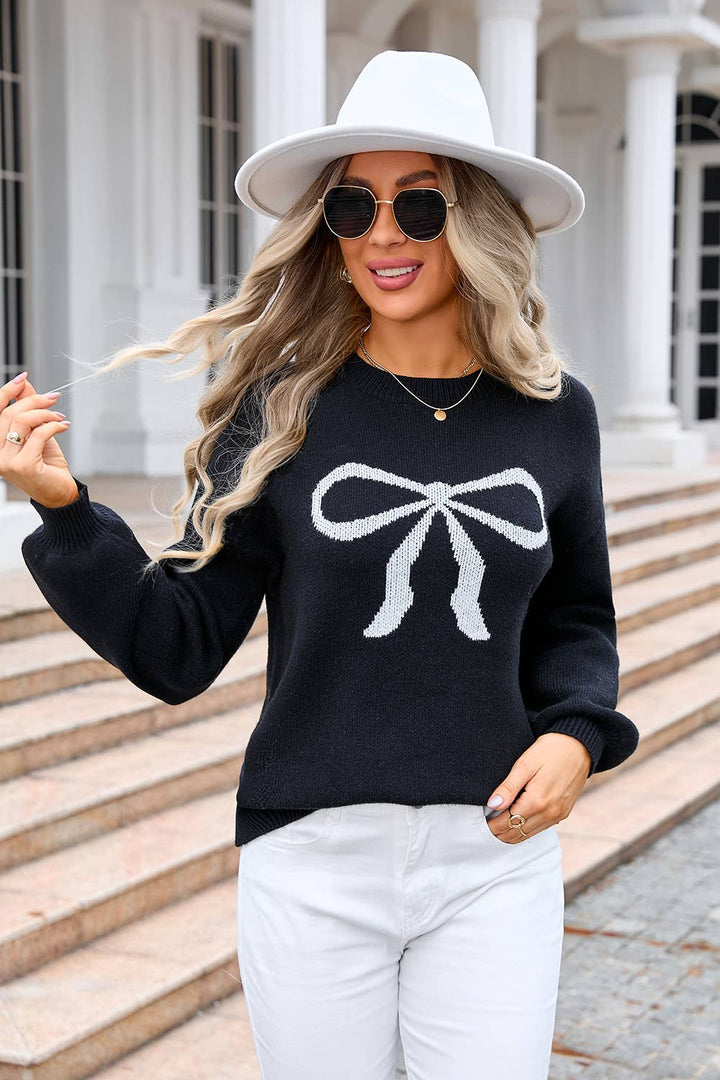 Ribbon Bow Soft Knit Sweater