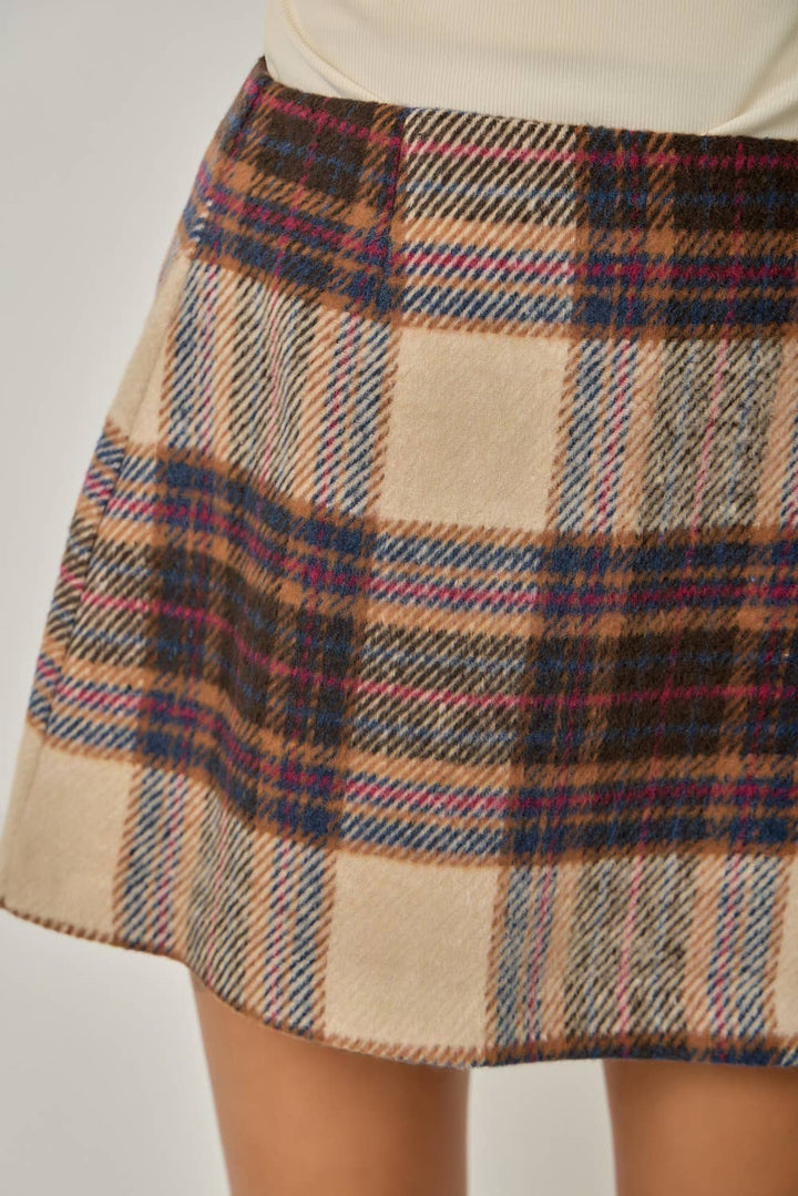 Mystree Plaid Wool-Blend Mini Skirt - Ginger Combo 8