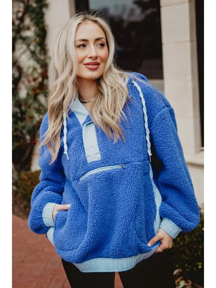 Katydid Blue Two-Toned Sherpa Fleece Pullover2