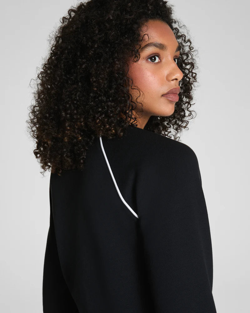 Spanx AirEssentials Pique Long Sleeve Crewneck Top very black 2