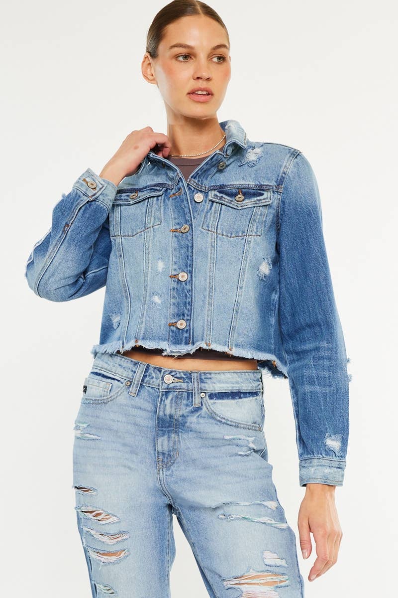 Kan Can USA Destructed Denim Jacket in Medium Wash 2