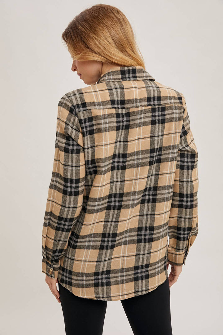 Bluivy - Flannel Plaid Shacket taupe 5