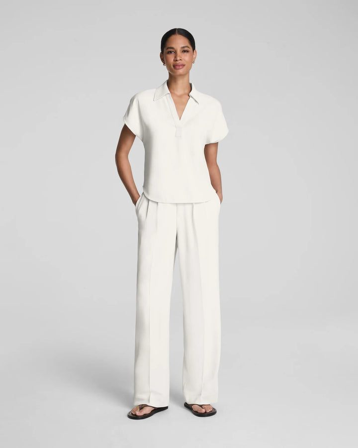 SPANX CarryOn Collared Tee in Ivory front full