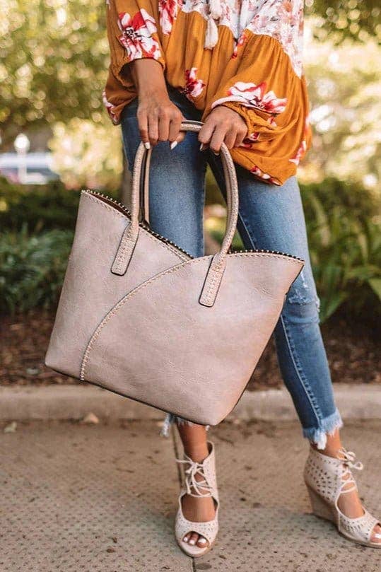 Stitch Trim Detail Shoulder/Tote Set Bag