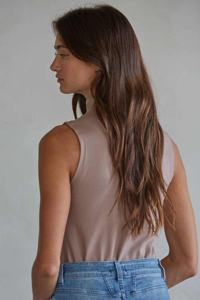 By Together - Knit Poly Span Jersey Turtle Neck Sleeveless Top