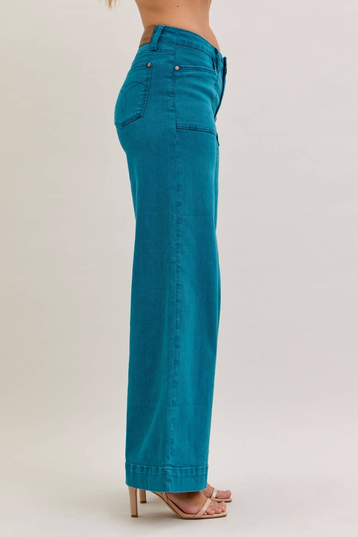 Judy Blue Jeans - Mr. Utility Wide Leg Jeans Teal 7