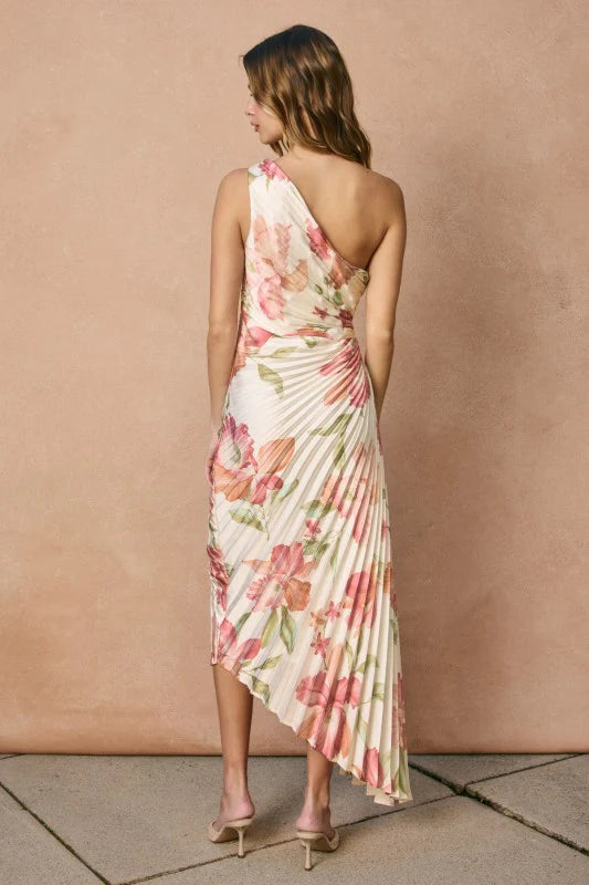 Dress Forum Coral Garden Asymmetrical Maxi Dress Hibiscus Floral 1