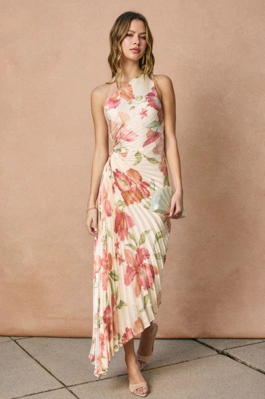Dress Forum Coral Garden Asymmetrical Maxi Dress Hibiscus Floral