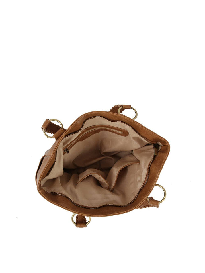 Fashion Braided Handle Daily Tote tan inside