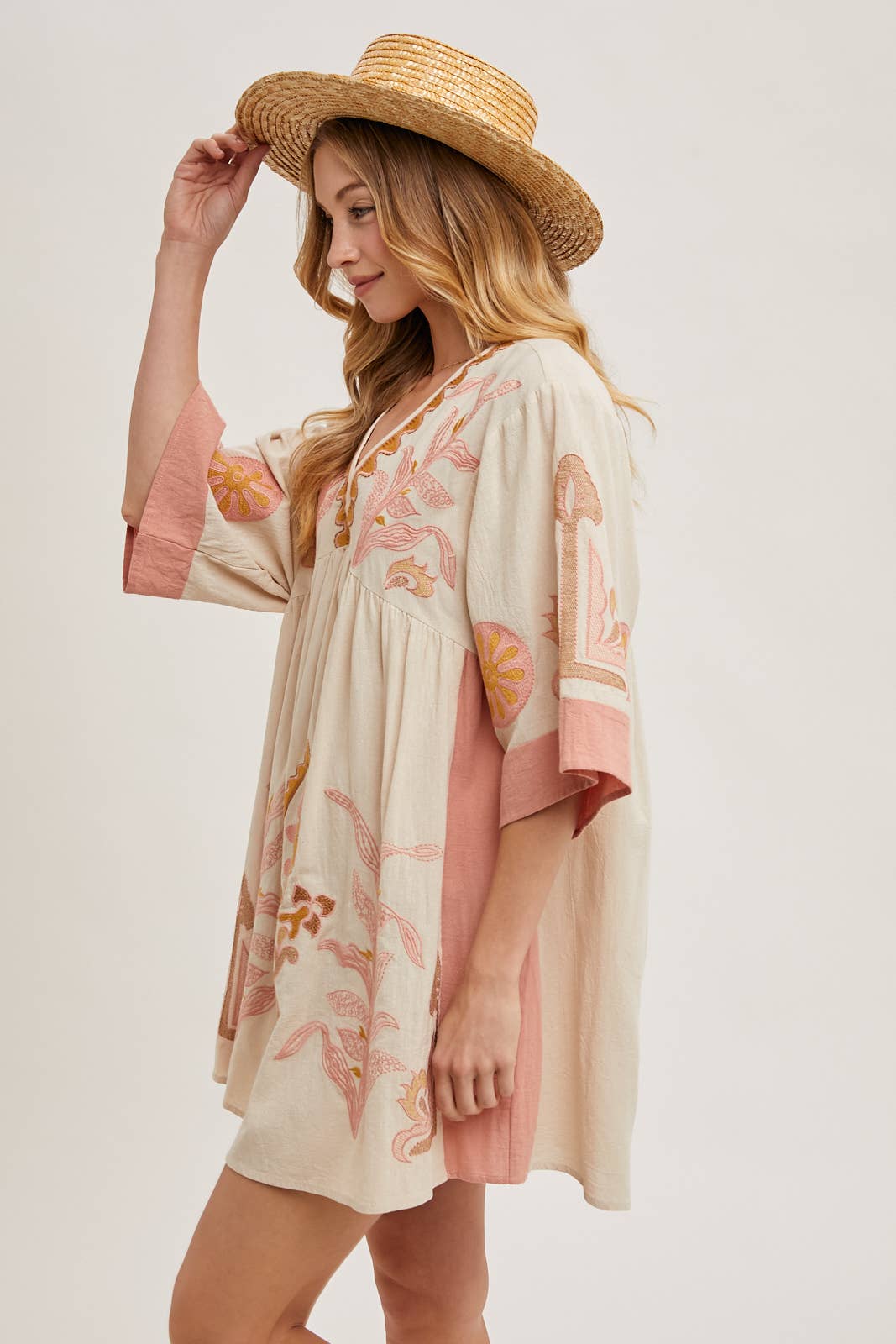 Bluivy Boho Embroidered Babydoll Dress - Sage