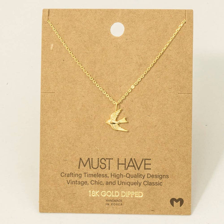 Gold Flying Bird Pendant Necklace