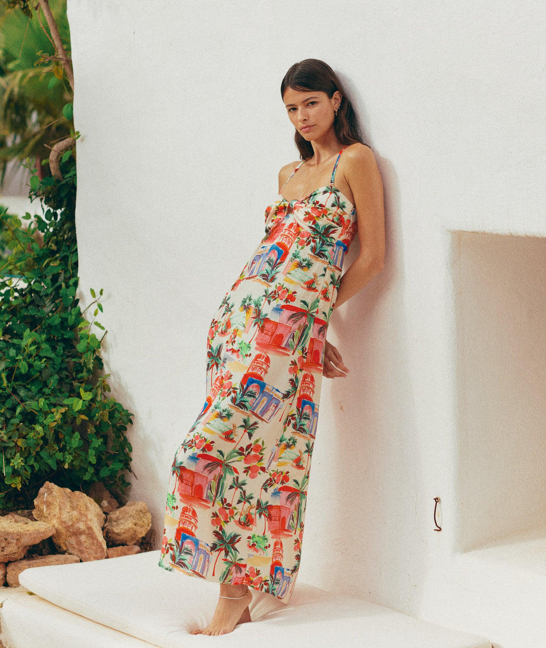 Marine Layer Paloma Halter Dress - Palmas Print 1