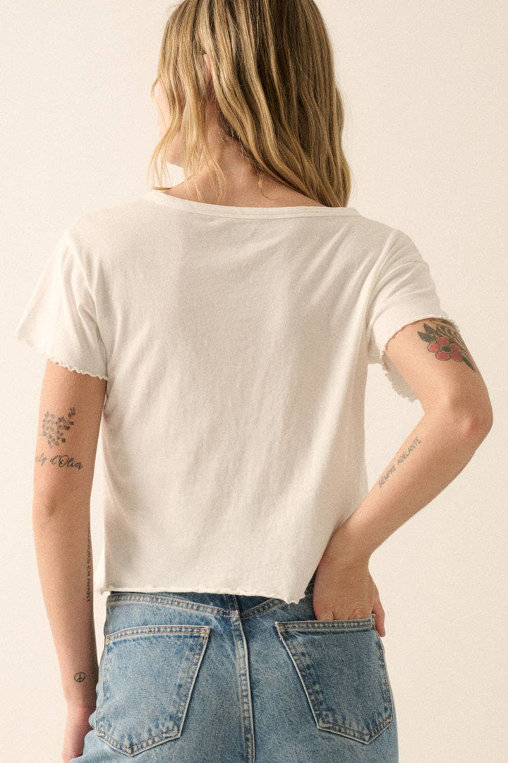 Promesa USA - Hand-Drawn Cocktails Cropped Graphic Baby Tee Ivory back