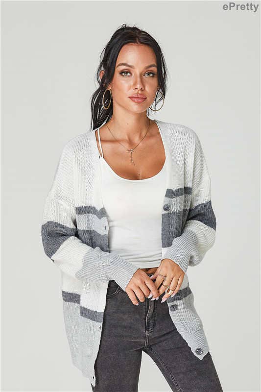 Color Block Cardigan grey