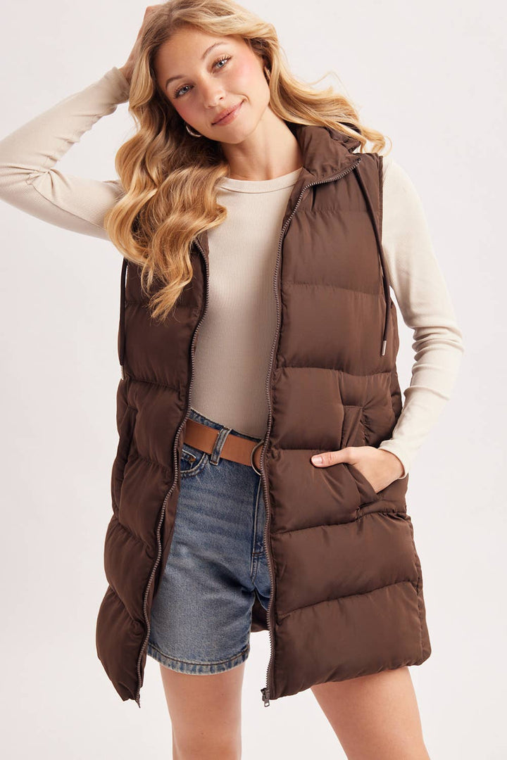 Bluivy - Hooded Longline Puffer Vest