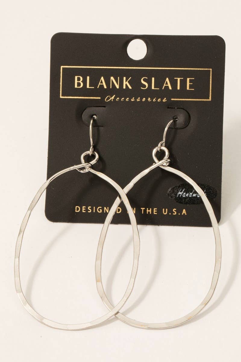 Handmade Oval Cutout Drop Earrings silver