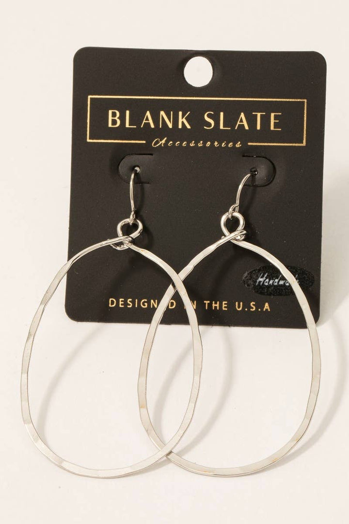 Handmade Oval Cutout Drop Earrings silver