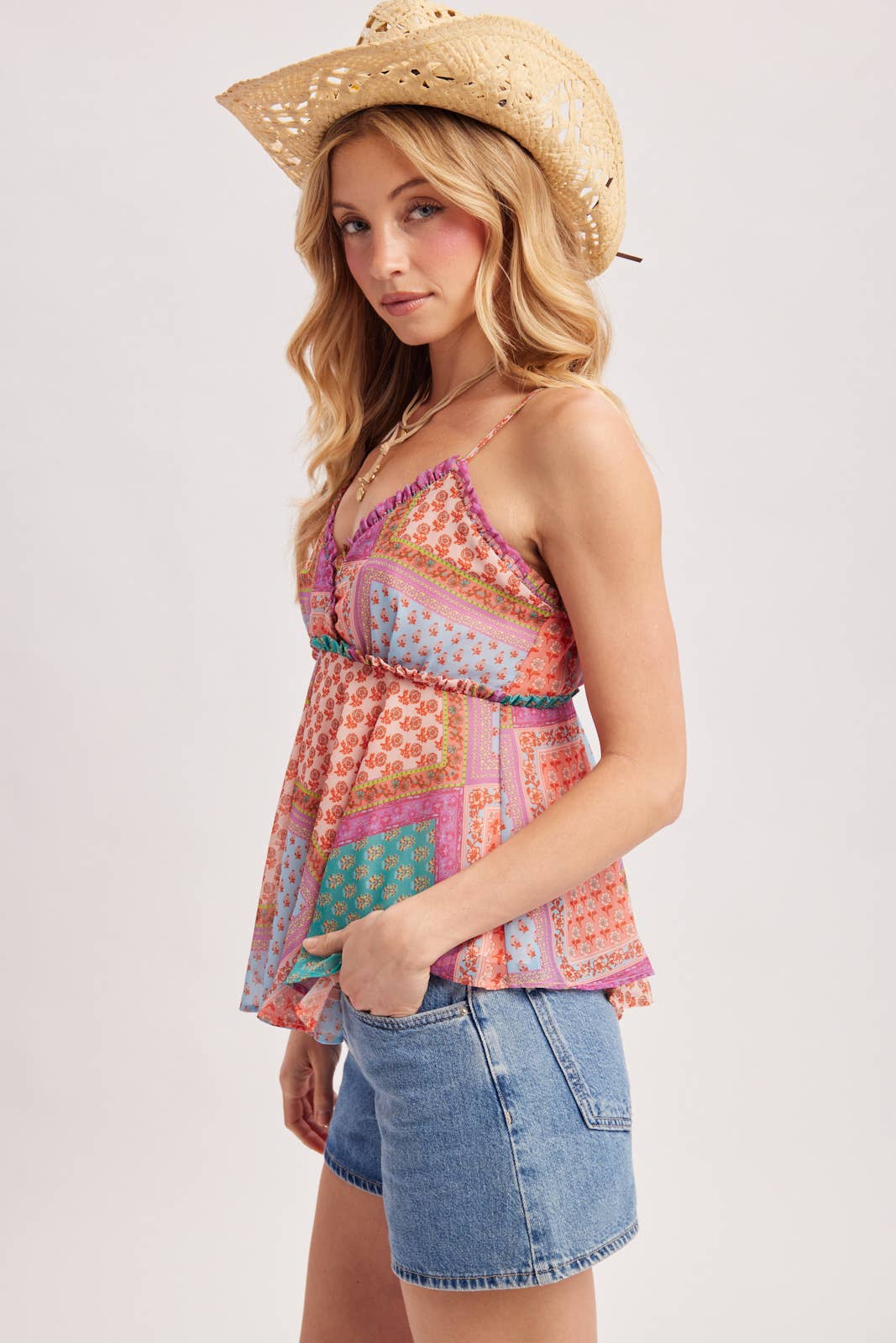 Bluivy - Boho Patchwork Tank Top Blue 4