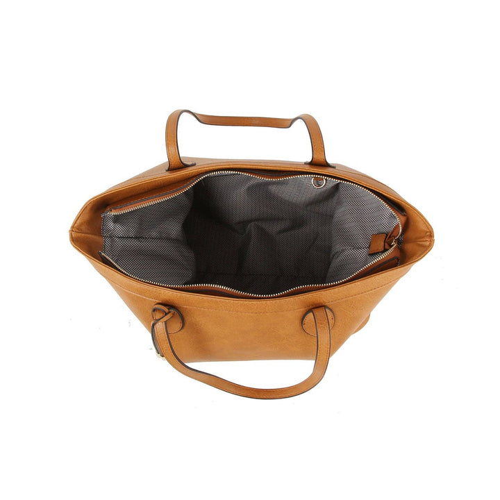 Fashion shopper tote bag with knot detail tan inside