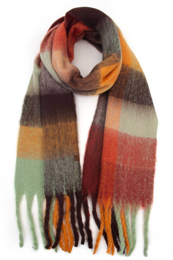 C.C Multi Color Block Plaid Scarf