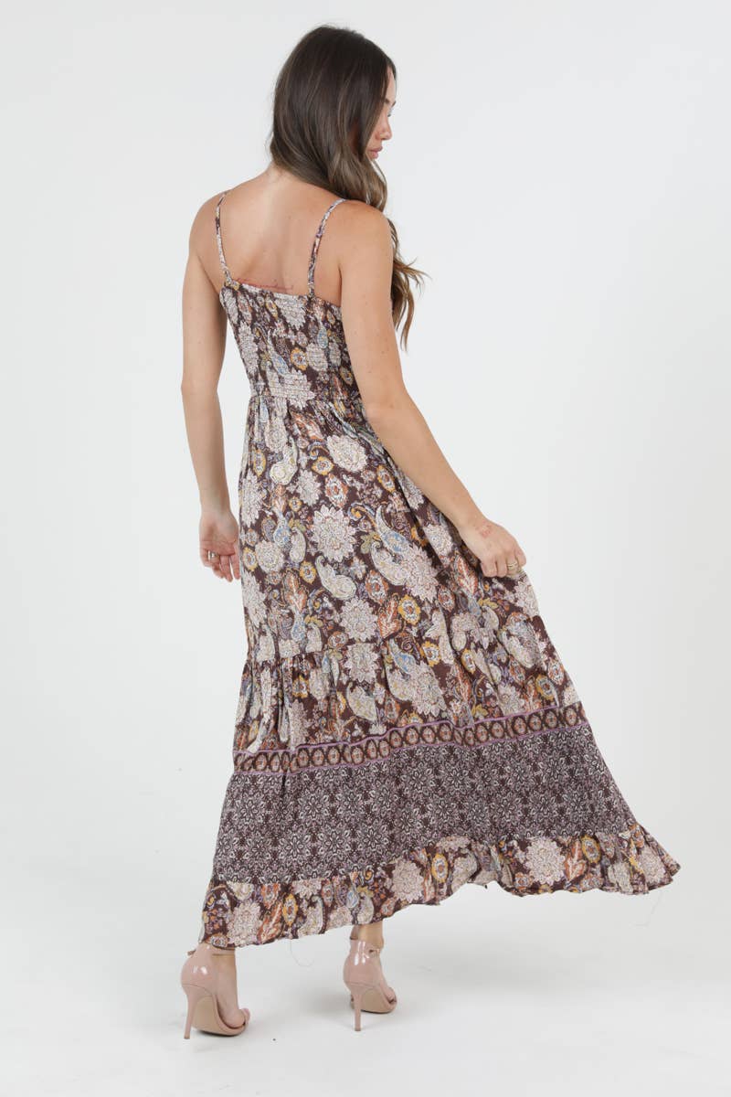 Angie Twist Front Cut-Out Maxi Dress Chocolate back