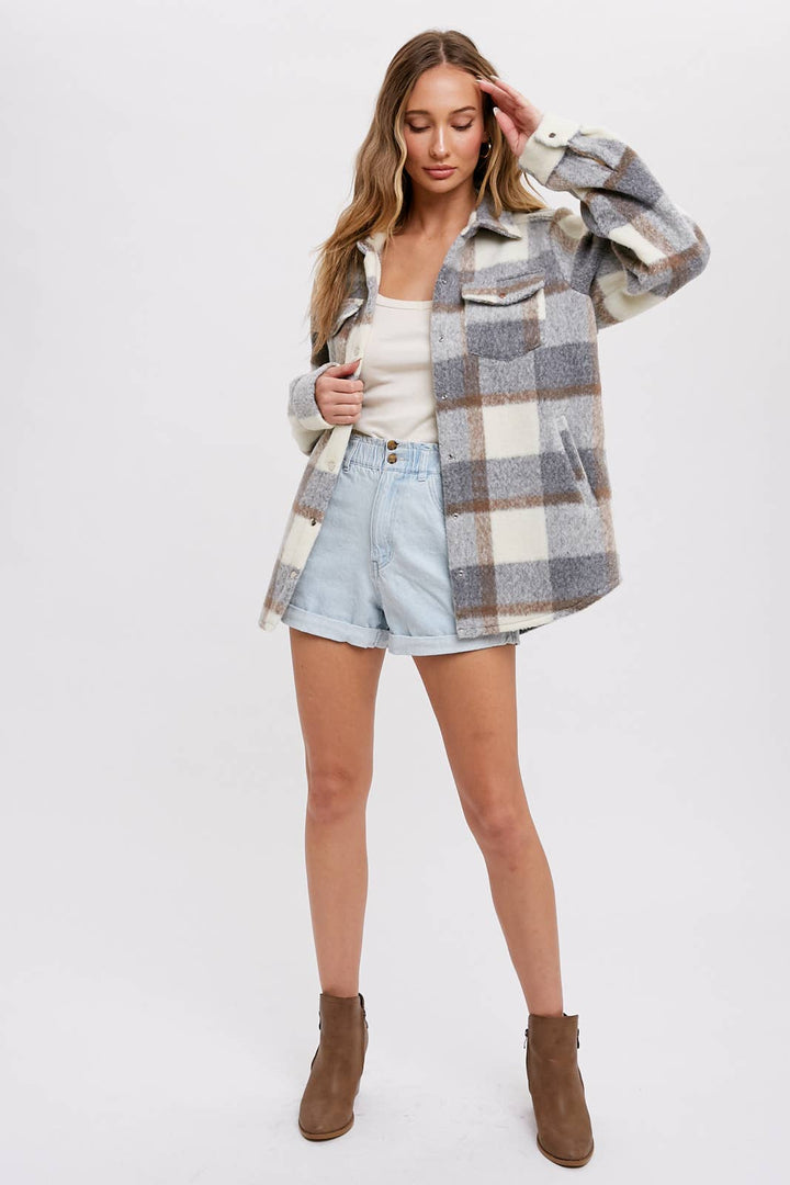 Plaid Brushed Flannel Shacket3