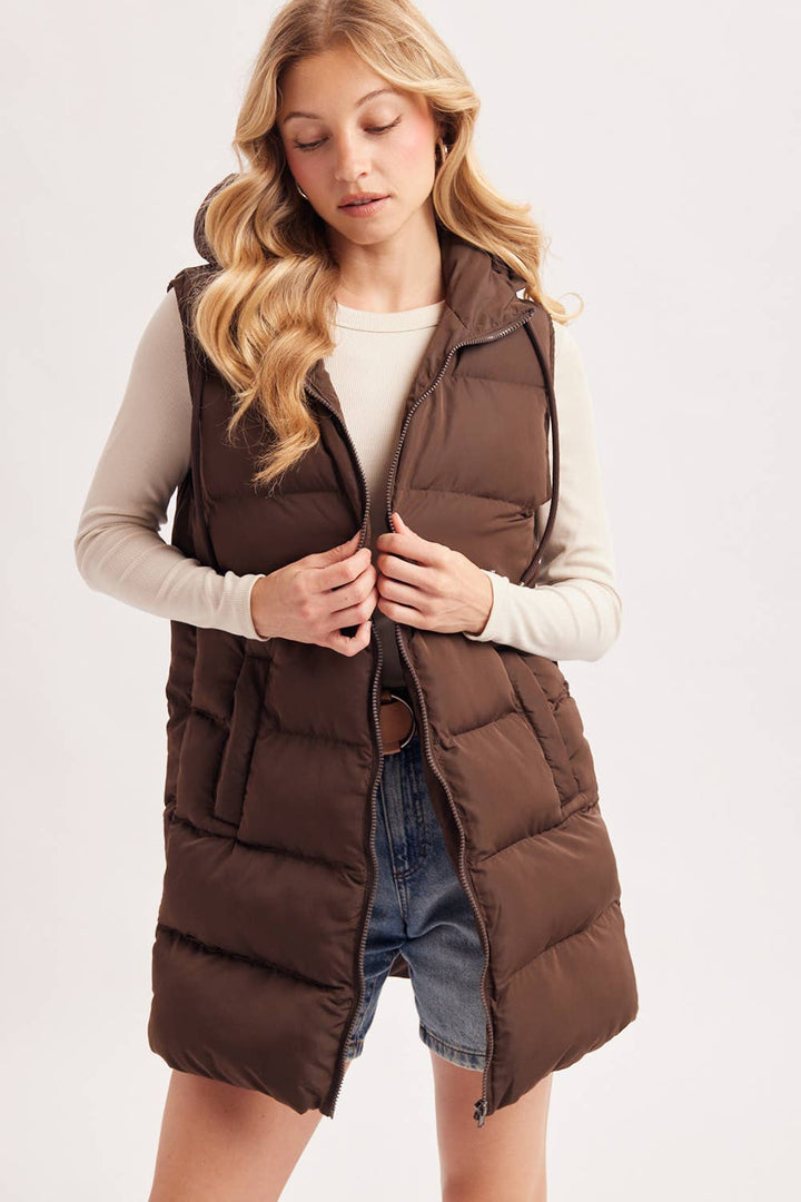 Bluivy - Hooded Longline Puffer Vest