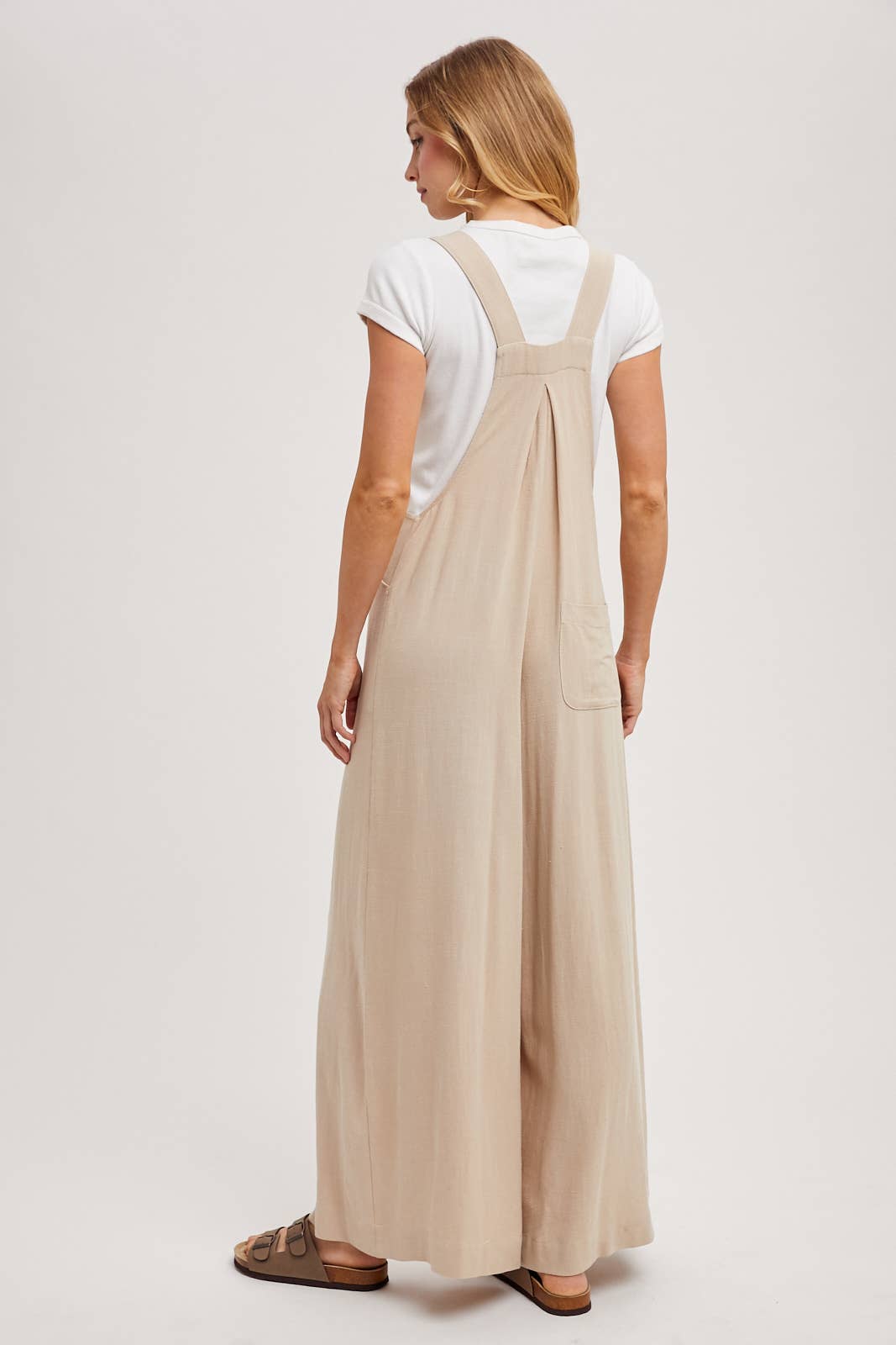 Bluivy - Flowy Wide Leg Overall Jumpsuit beige 6