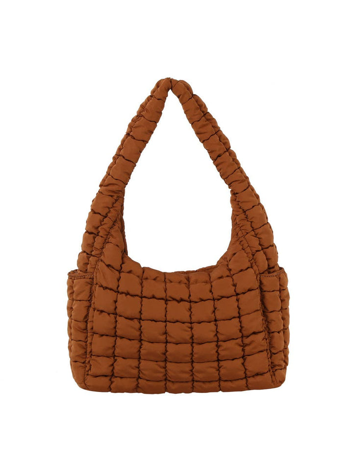Quilted Hobo Shoulder Bag brown