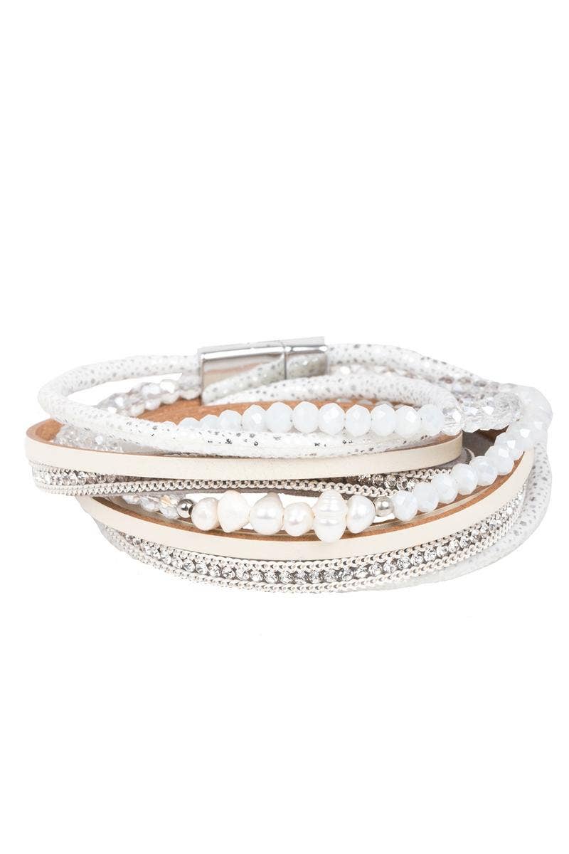 Serilda Pearl Leather Wrap Bracelet