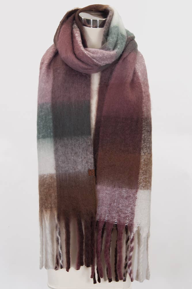 C.C Multi Color Block Plaid Scarf