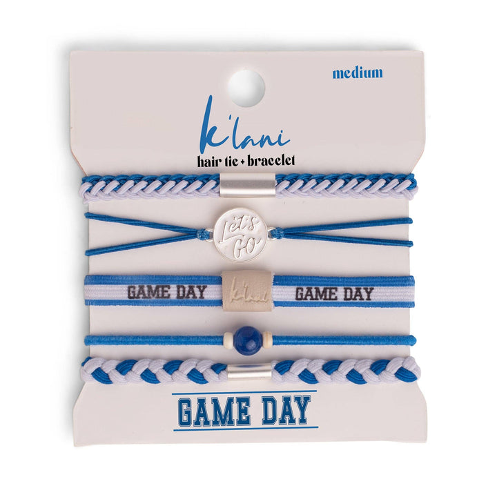 K'Lani hair tie bracelets - Game Day Blue/White