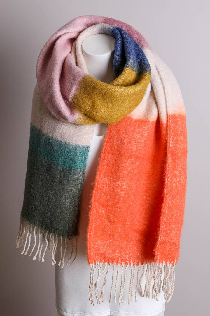 Color Block Faux Mohair Scarf