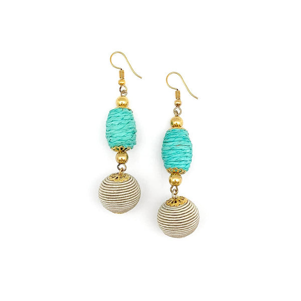 ASachi Turquoise Waters Earrings - Oval and Circle Beads