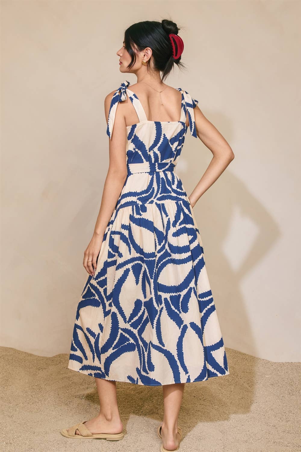 Dress Forum - Tide and Seek Button Down Midi Dress in Blue back