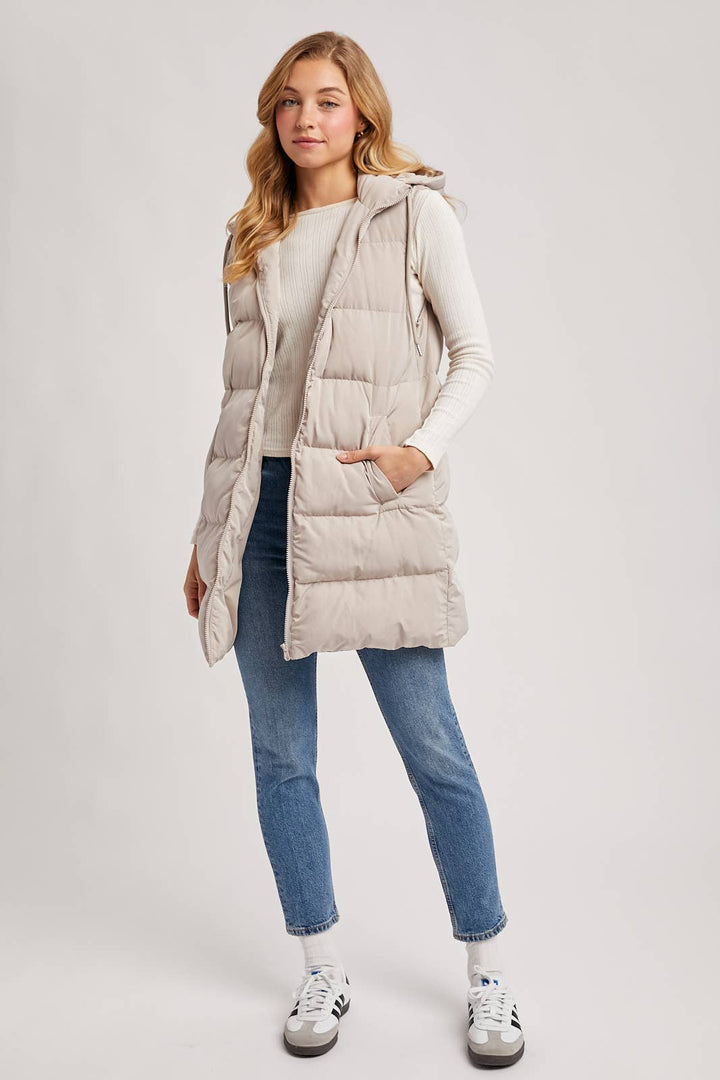 Bluivy - Hooded Longline Puffer Vest