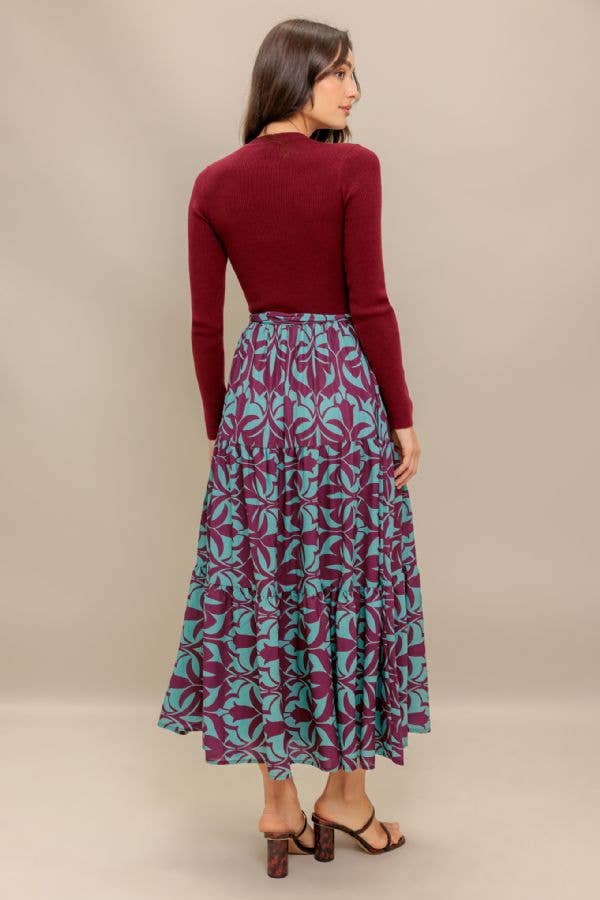 Sweater Top and Woven Midi Dress burgundy3