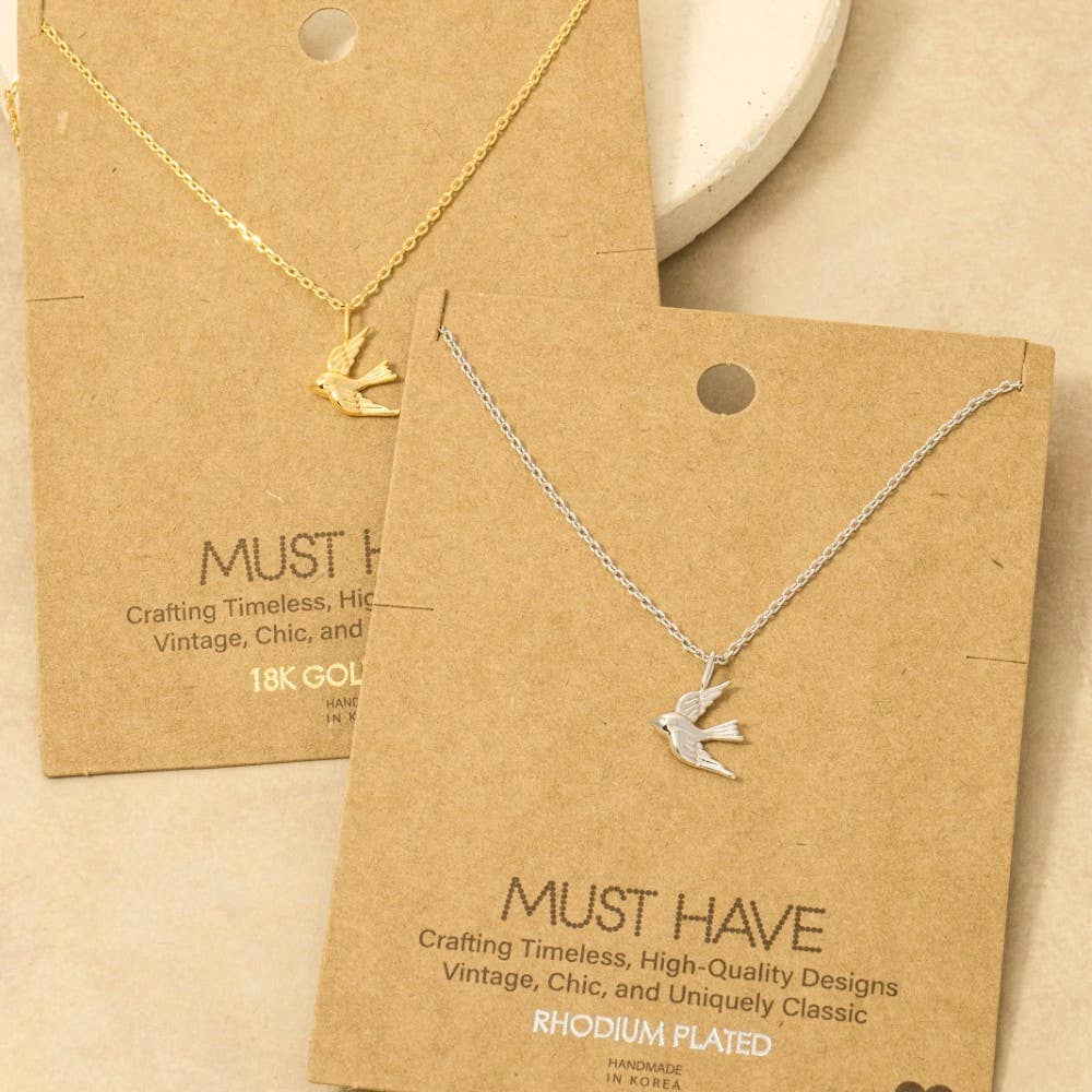 Gold Flying Bird Pendant Necklace 1