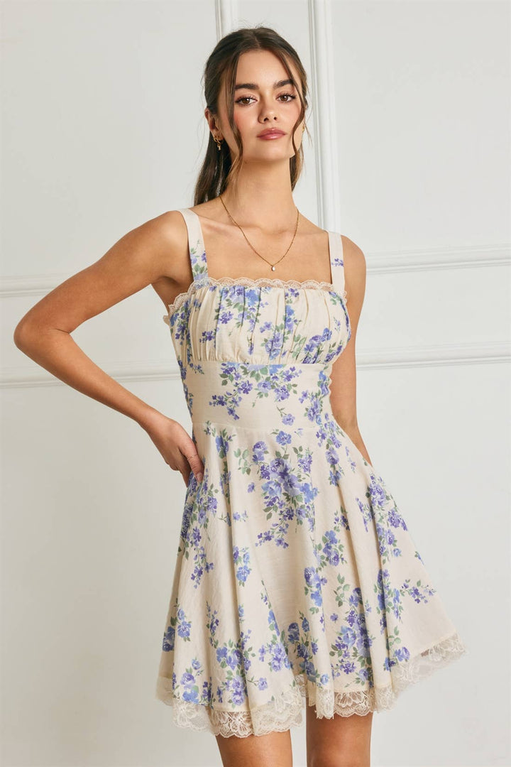 Dress Forum - Fleur Bleu lace Trim Circular Mini Dress in Blue 5