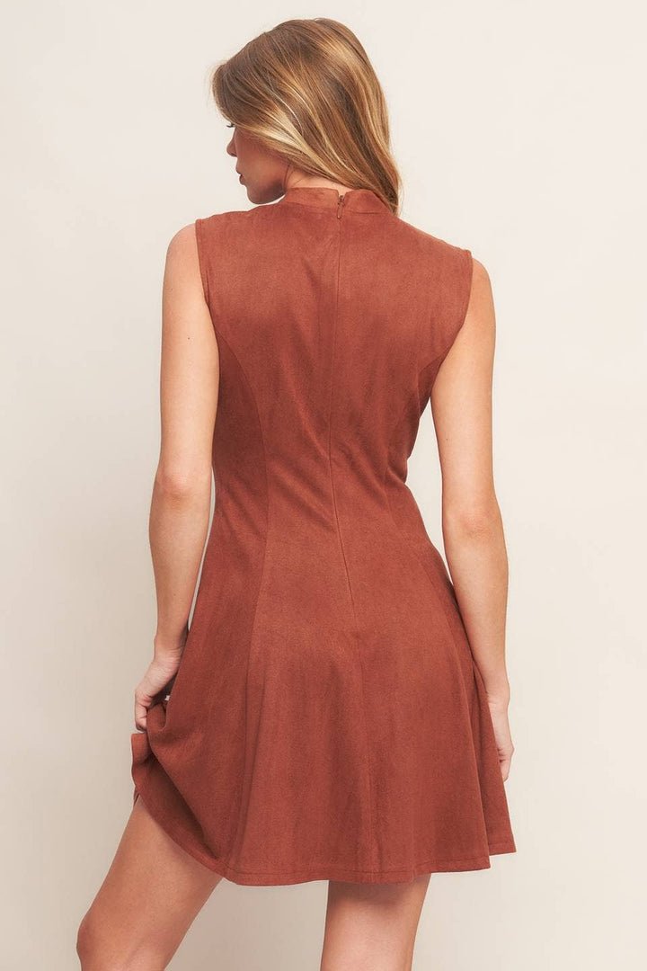 Faux Suede Mini Dress Rust 4
