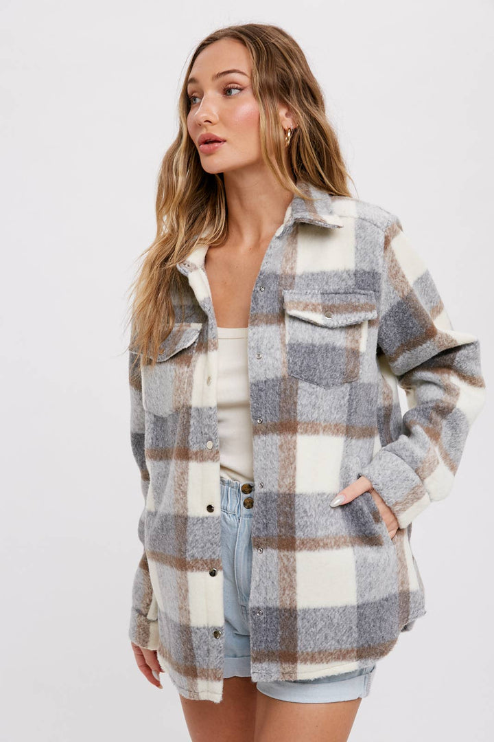 Plaid Brushed Flannel Shacket1