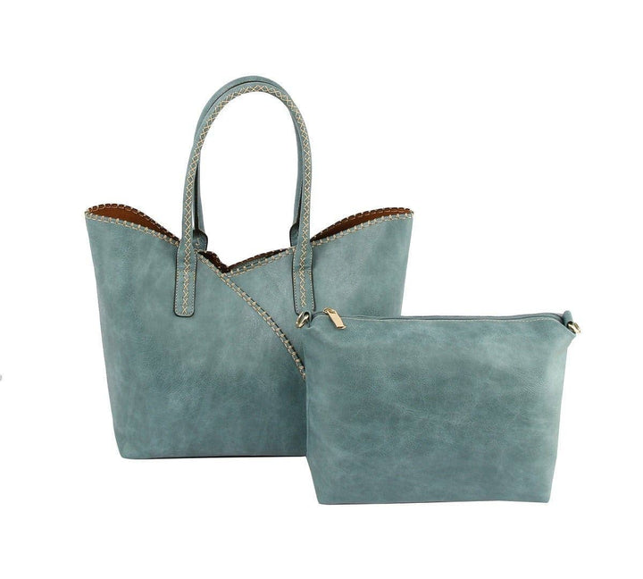 Stitch Trim Detail Shoulder/Tote Set Bag