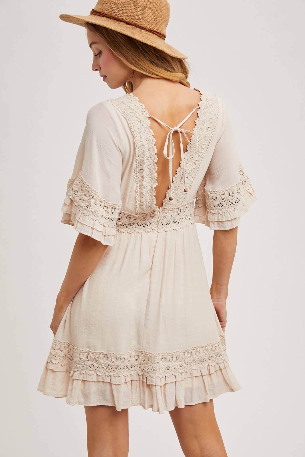 Bluivy V-Neck Lace Dress in Shell 4