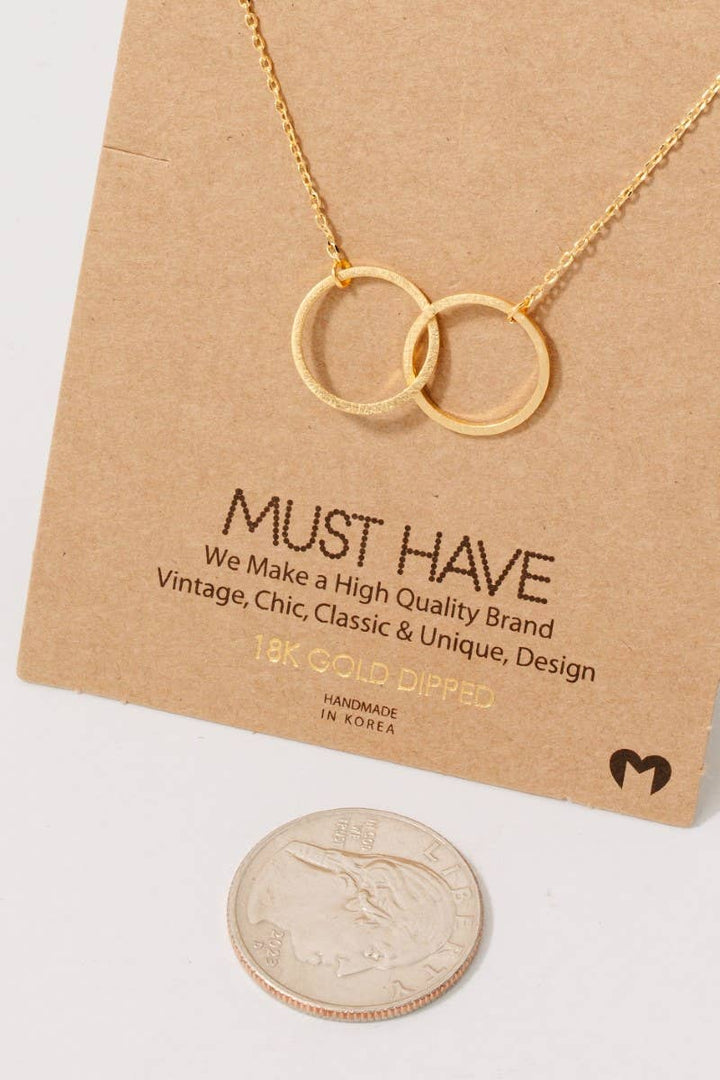 Fame Metallic Dual Circle Pendant Necklace