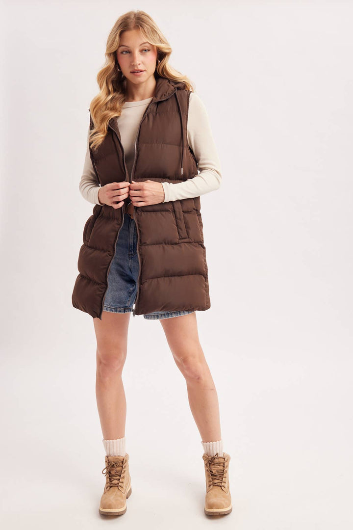 Bluivy - Hooded Longline Puffer Vest