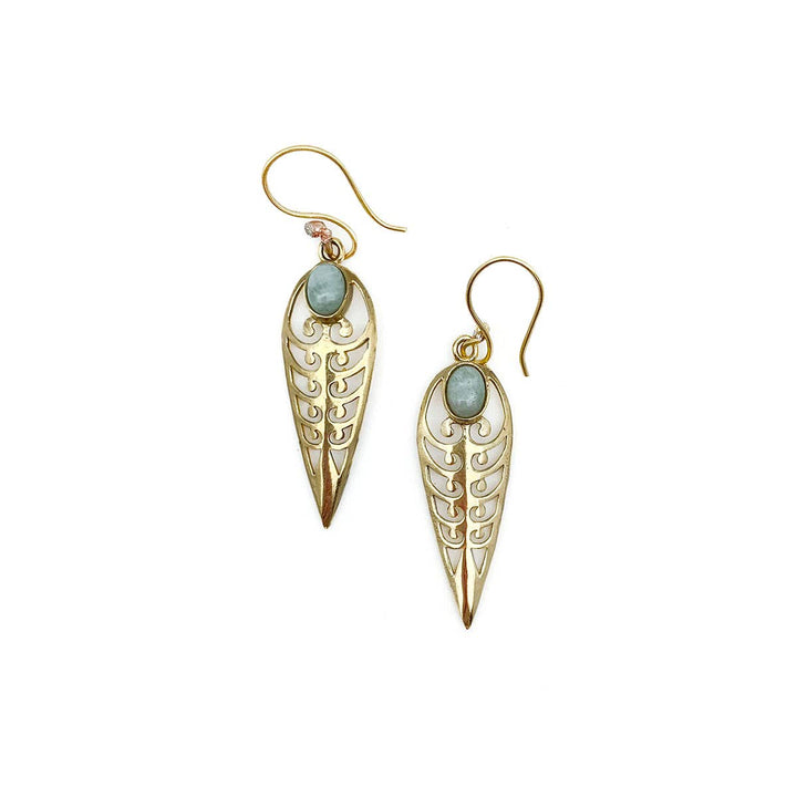 Tanvi Gold-Plated Amazonite Earrings Reverse Teardrop