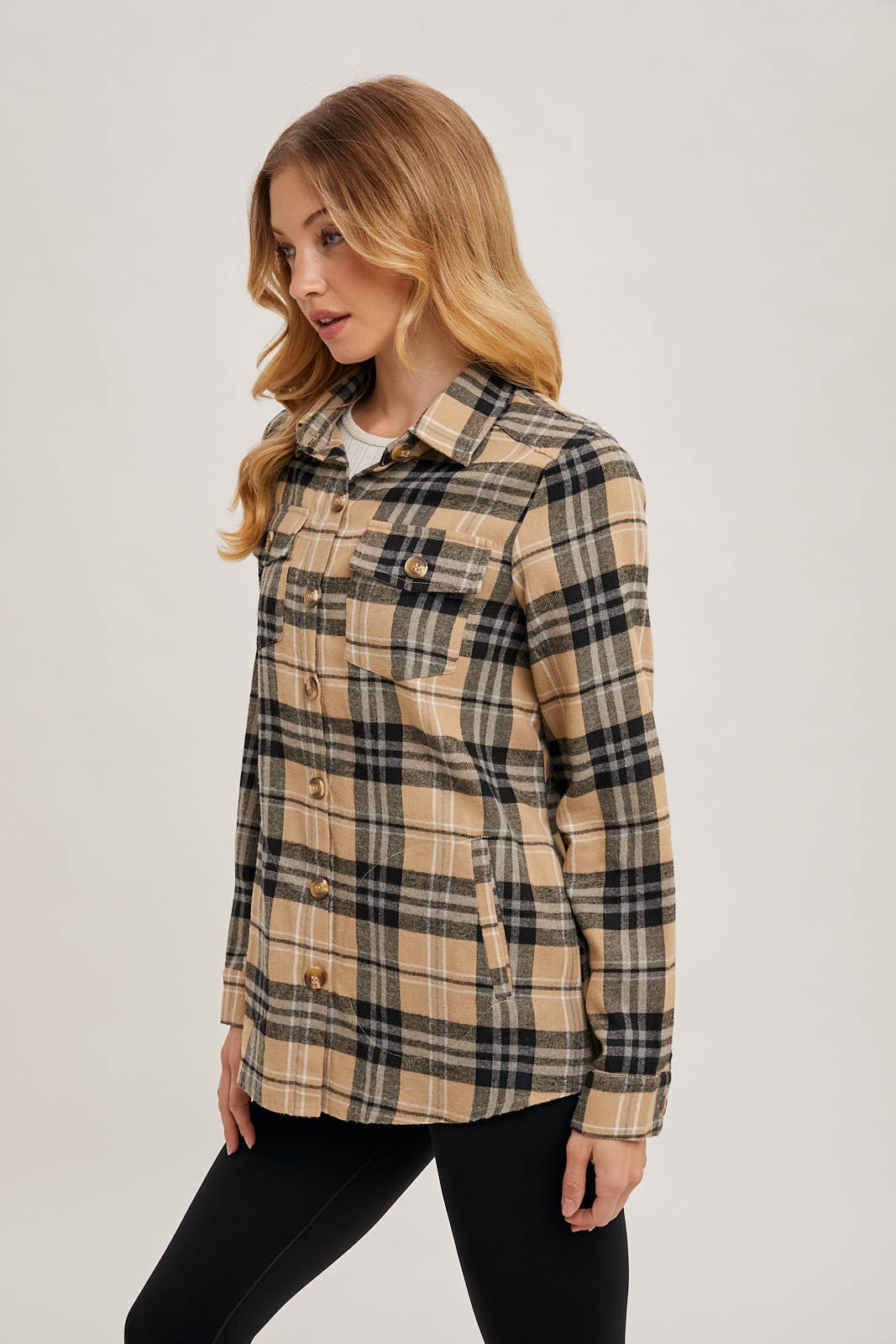 Bluivy - Flannel Plaid Shacket taupe 4