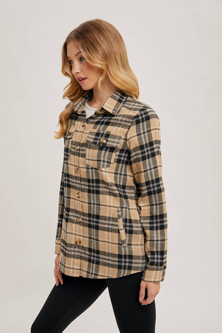 Bluivy - Flannel Plaid Shacket taupe 4