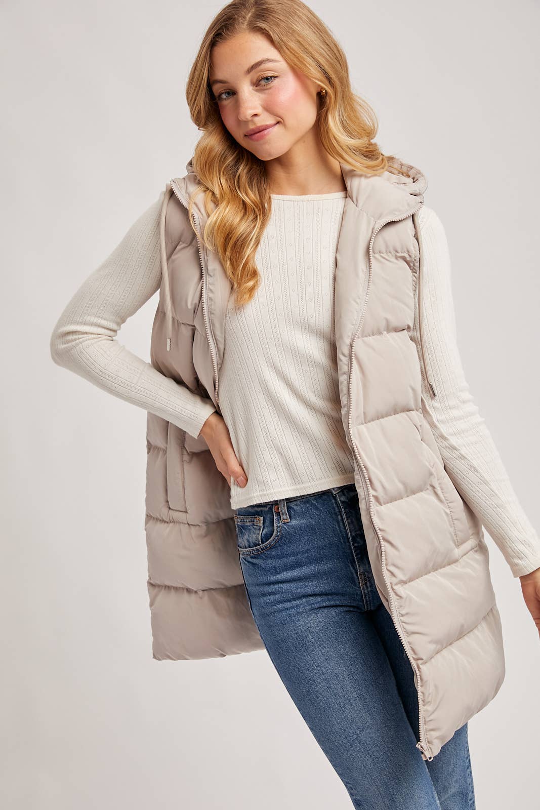 Bluivy - Hooded Longline Puffer Vest