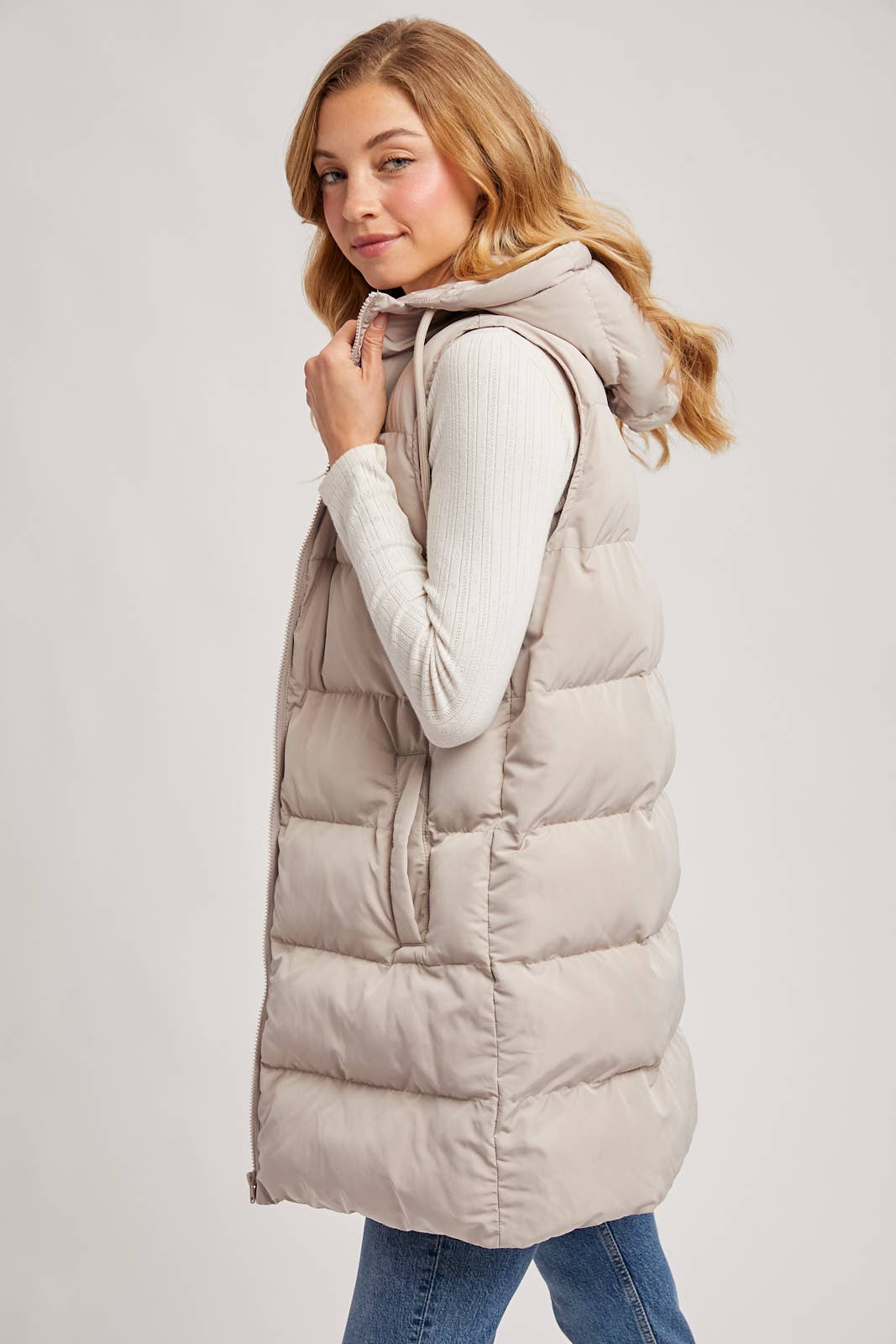 Bluivy - Hooded Longline Puffer Vest